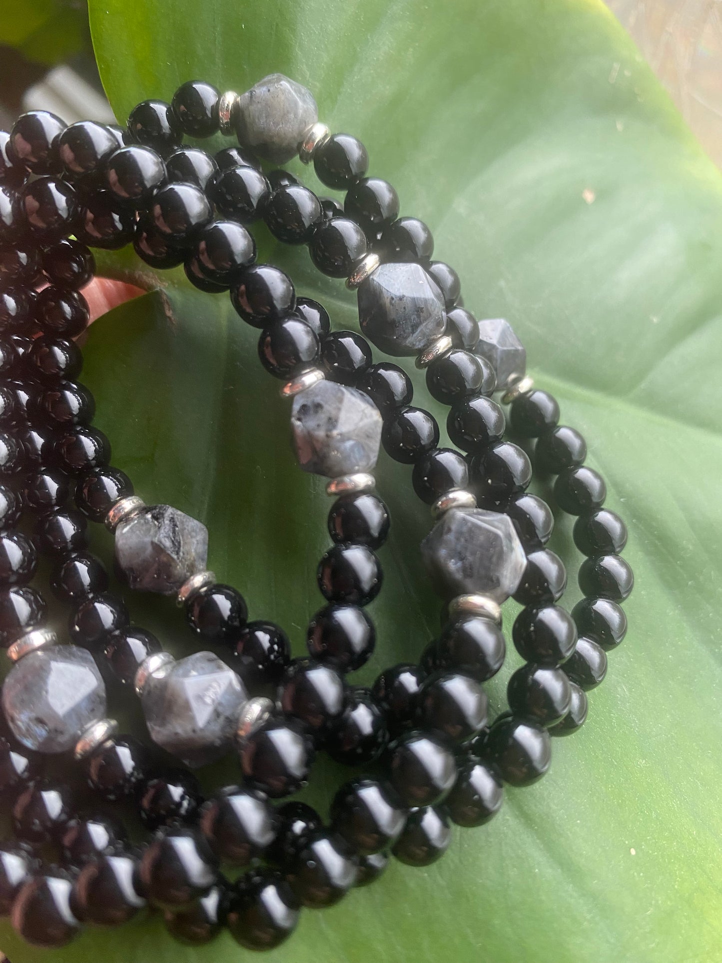 Black Obsidian & Labradorite Bracelet
