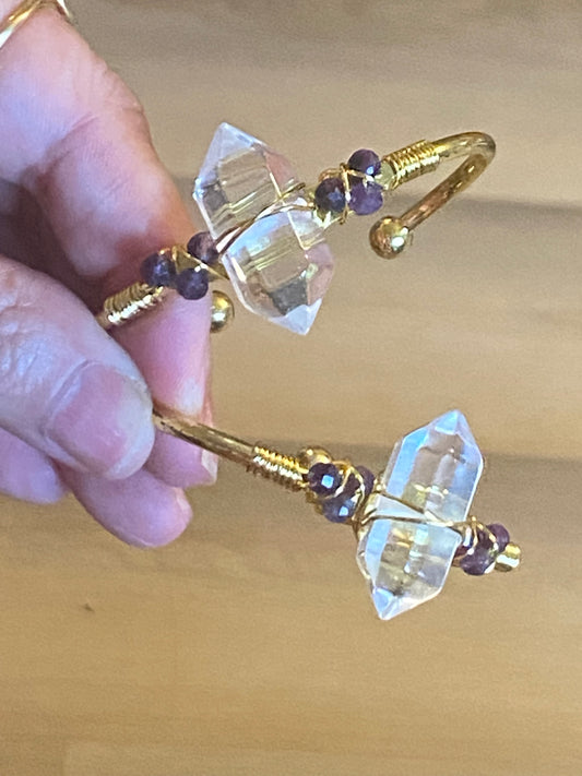 Brazilian Clear Quartz w/amethyst cuff