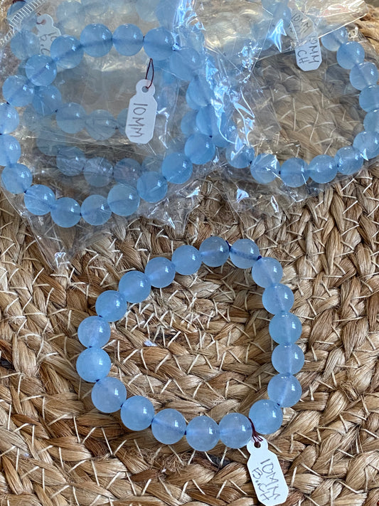 Blue chalcedony 10mm stretch bracelet