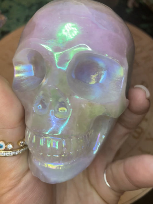 Angel aura Rose Quartz Skull