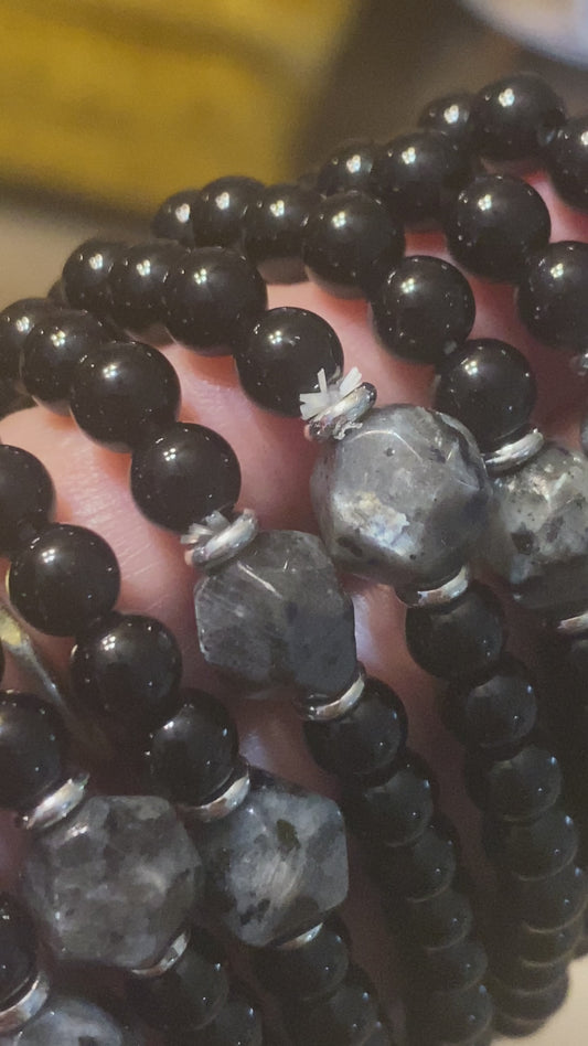 Black Obsidian & Labradorite Bracelet